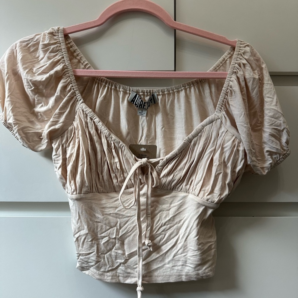 Pitaya Cream Puff Sleeve Crop Blouse